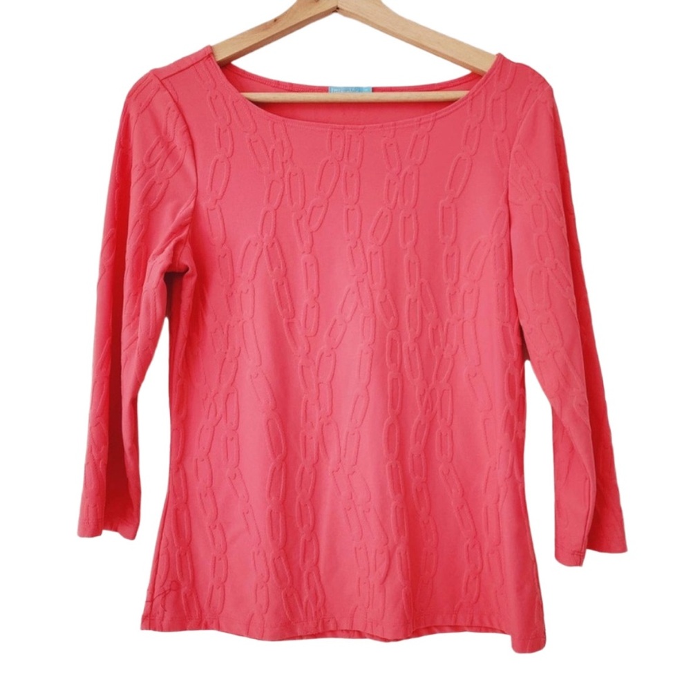 Coral Pink Textured Long-Sleeve Tee